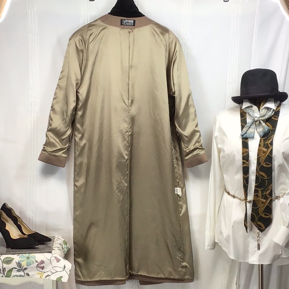 🖤 LARRY LEVINE Tan 💯% Wool Black Velvet Collar Single Breasted Dress Coat - Picture 13 of 14